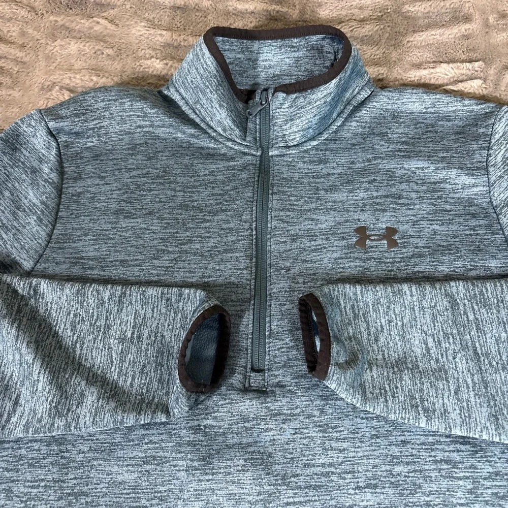Under Armour Mens Small Blue Space Dye Heather 1/4 Zip Pullover Fleece AR482